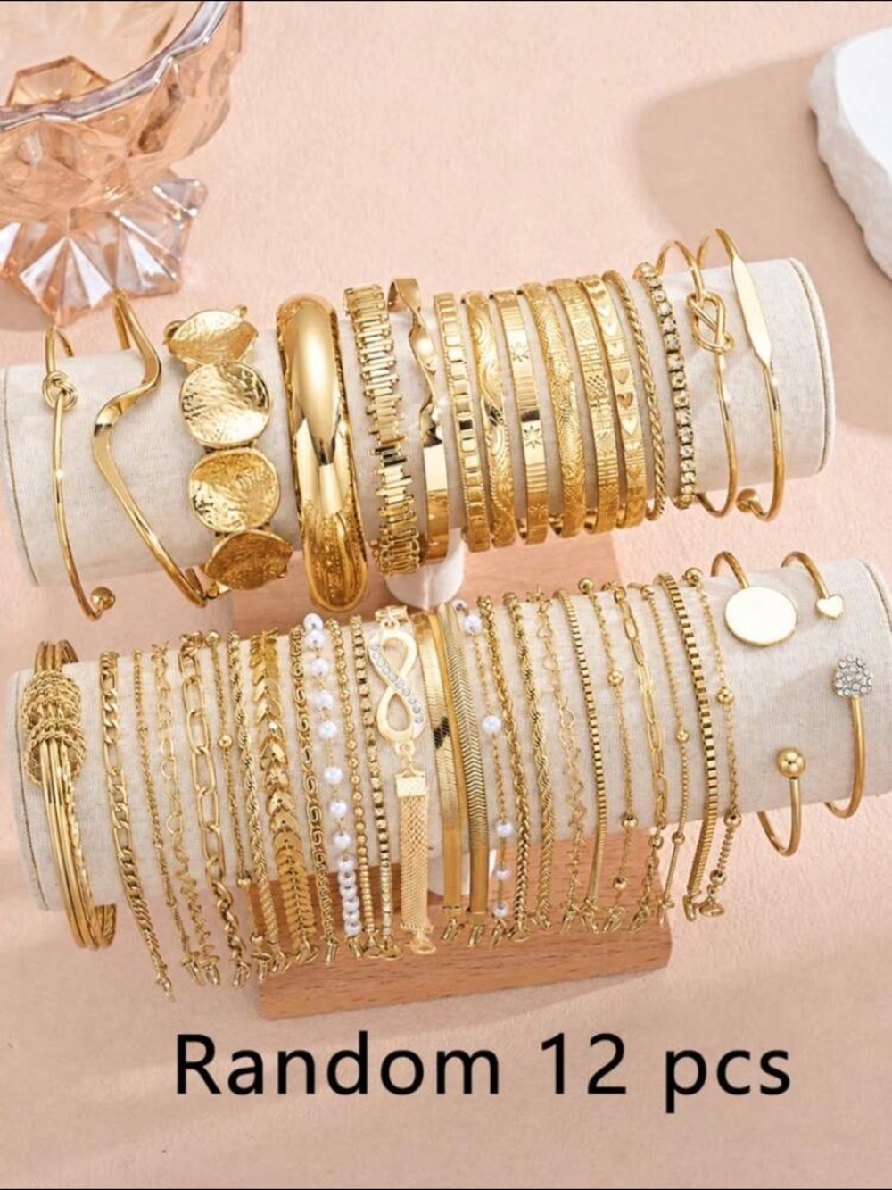 Gold Tone Women’s Bracelet Set - 12 Random Pieces